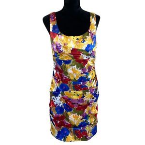 Bisou bisou satin floral mini dress nwt